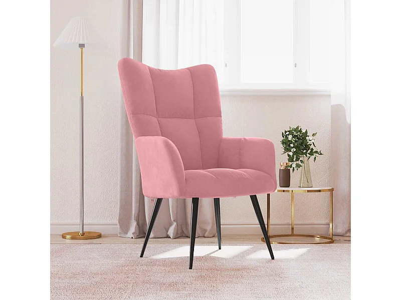 Relaxstoel fluweel roze