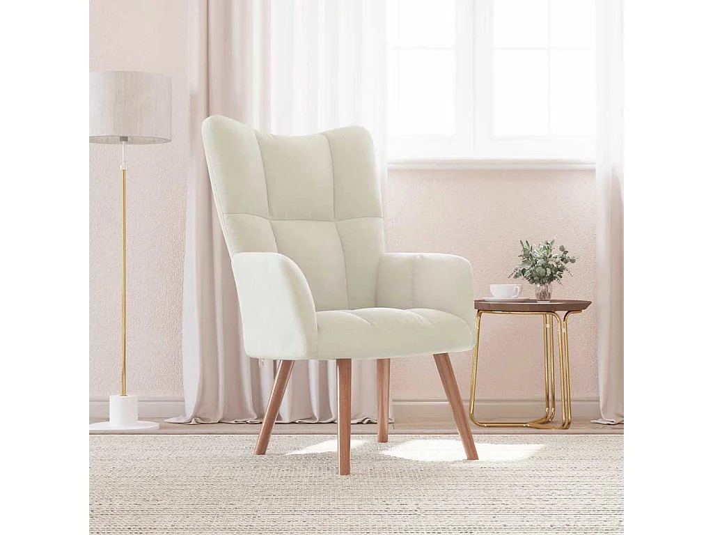 Relaxstoel fluweel crèmewit