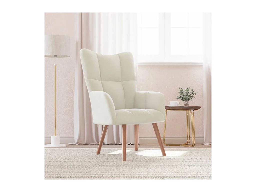 Chaise de relaxation Blanc crème Velours