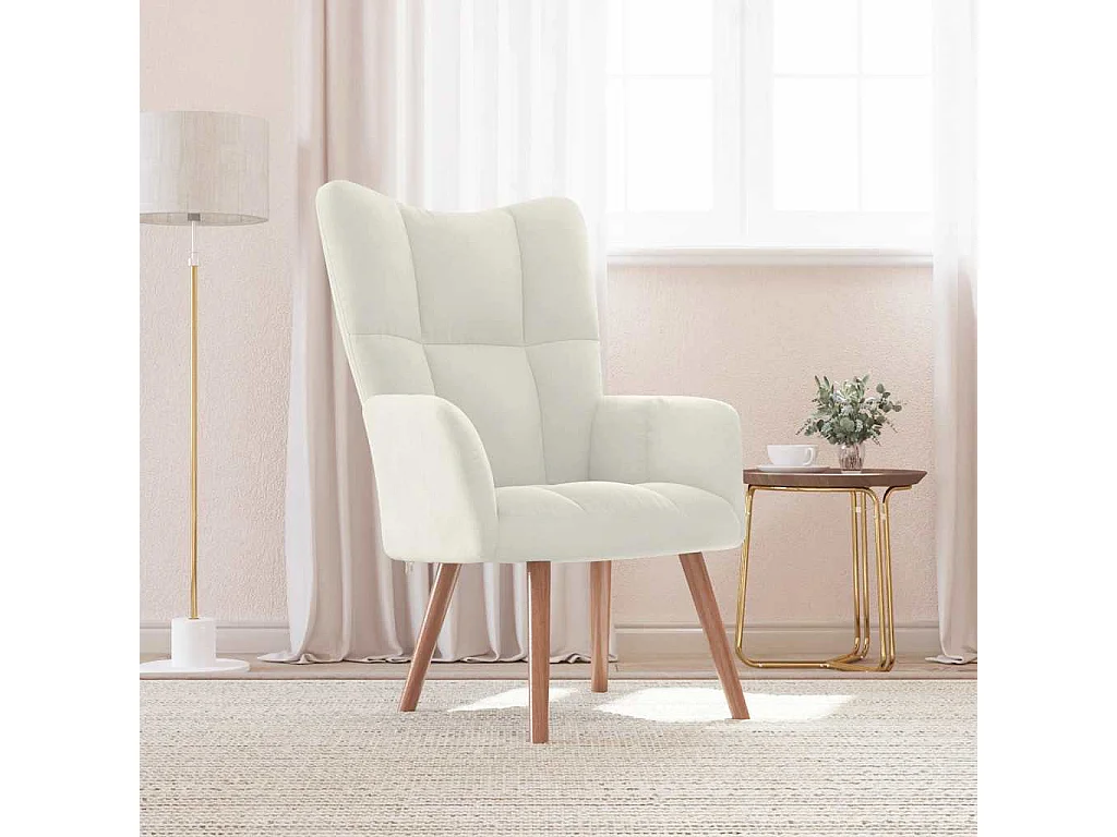 Relaxstoel fluweel crèmewit