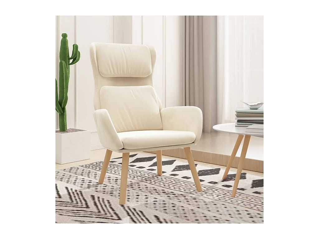 Chaise de relaxation Blanc crème Velours