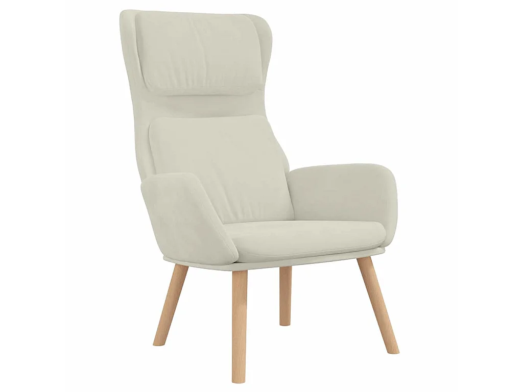 Chaise de relaxation Blanc crème Velours