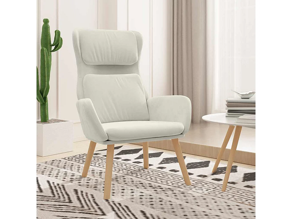 Chaise de relaxation Blanc crème Velours