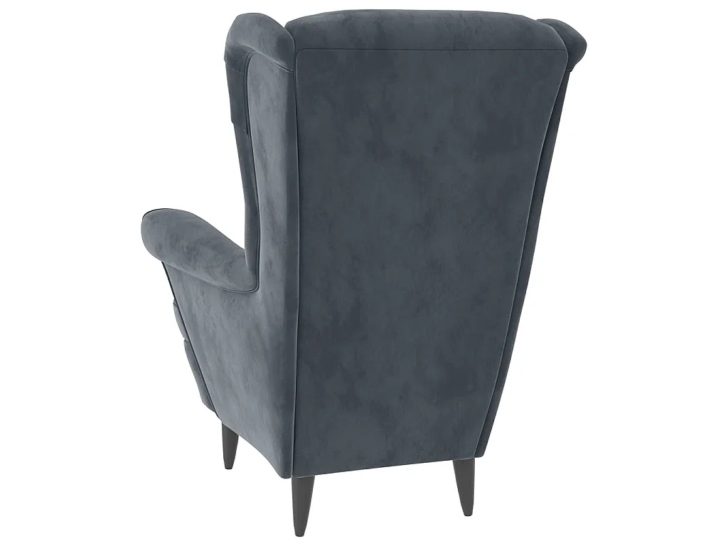 Poltrona de descanso com banco veludo cinzento-escuro