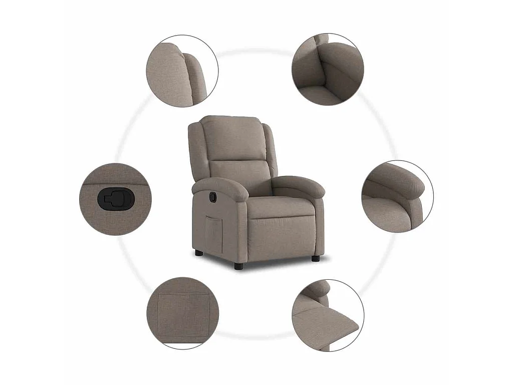 Fauteuil verstelbaar stof taupe