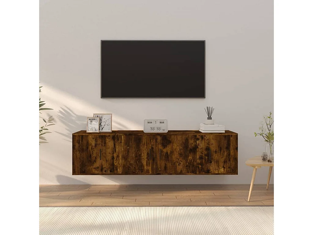 3-tlg. TV-Schrank-Set Räuchereiche Holzwerkstoff