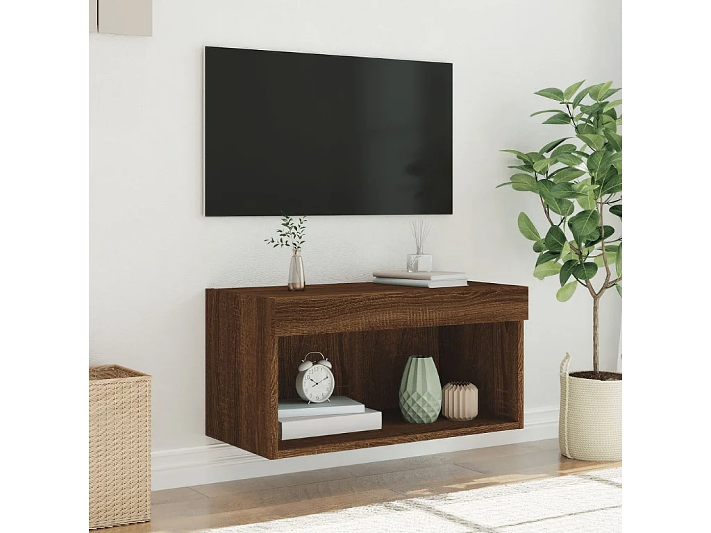 TV-Schrank mit LED-Leuchten Braun Eichen-Optik 60x30x30 cm