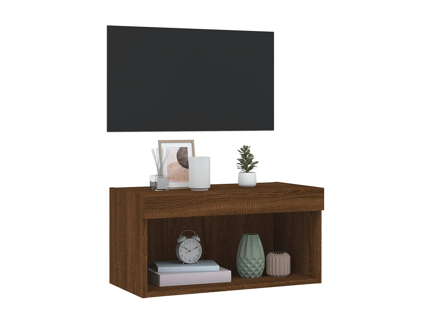 TV-Schrank mit LED-Leuchten Braun Eichen-Optik 60x30x30 cm