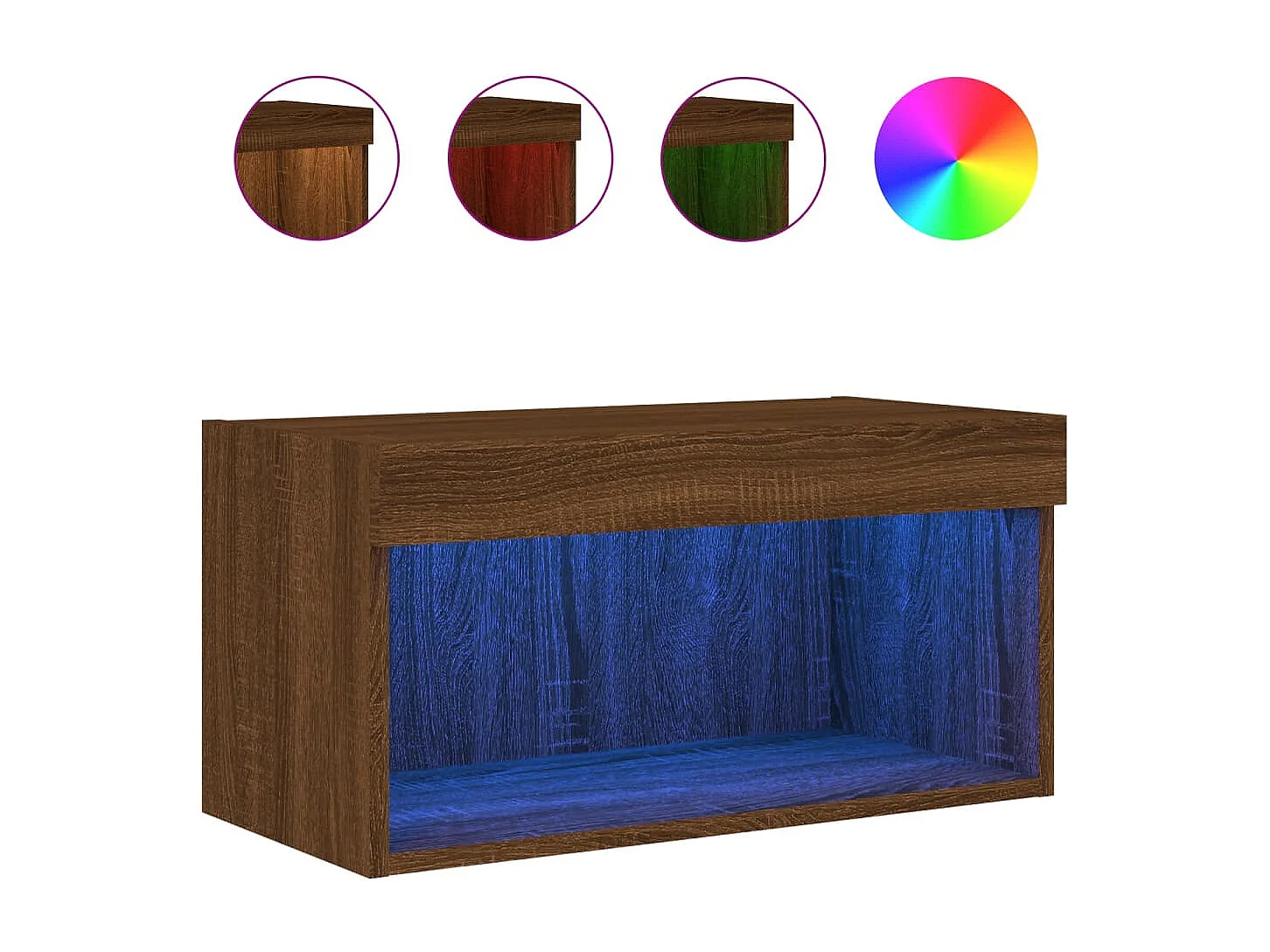 Móvel de TV com luzes LED 60x30x30 cm carvalho castanho