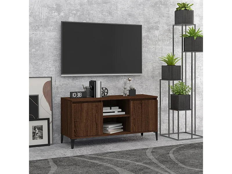 TV-Schrank mit Metallbeinen Braun Eichen-Optik 103,5x35x50 cm