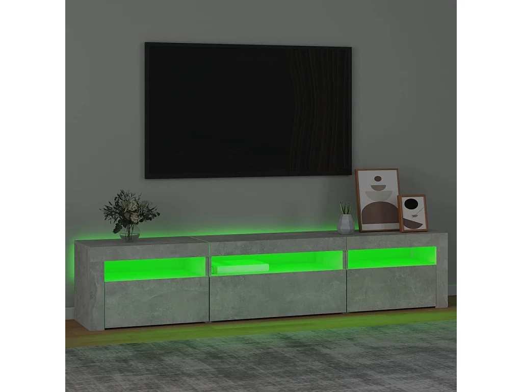 TV-Schrank mit LED-Leuchten Betongrau 195x35x40 cm