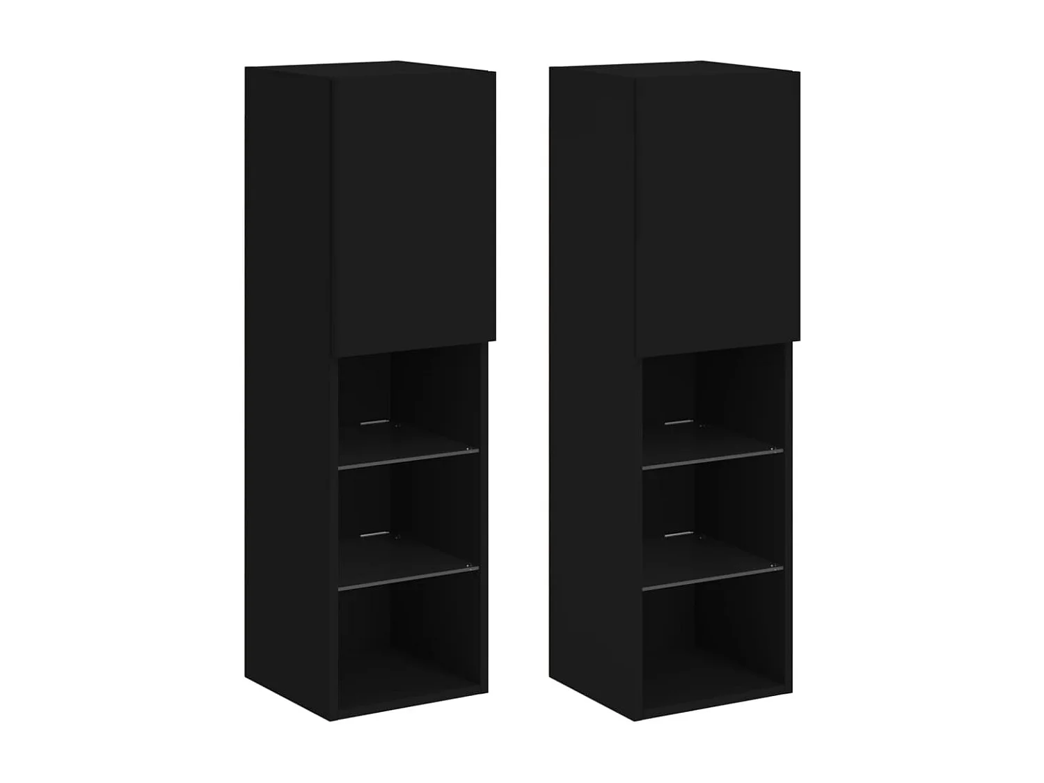 Tv-meubels met LED-verlichting 2 st 30,5x30x102 cm zwart