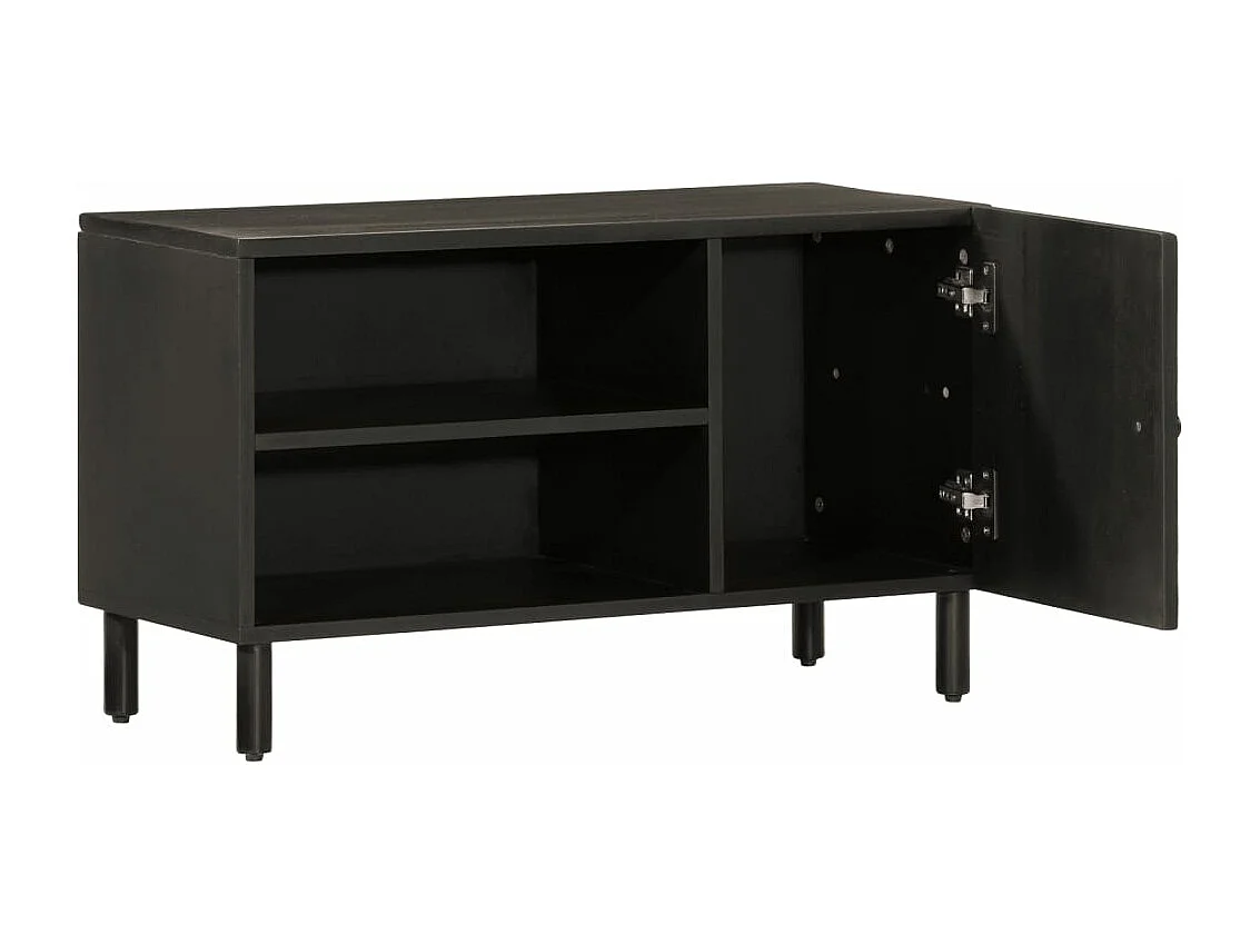 Meuble TV noir 80x31x46 cm bois massif de manguier