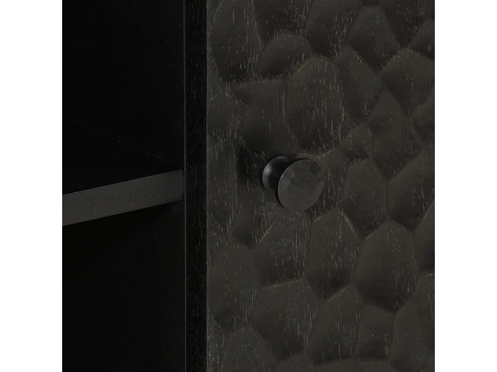 Meuble TV noir 80x31x46 cm bois massif de manguier