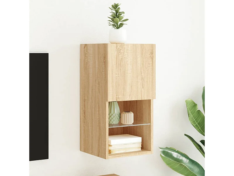 Meuble TV avec lumières LED chêne sonoma 30,5x30x60 cm