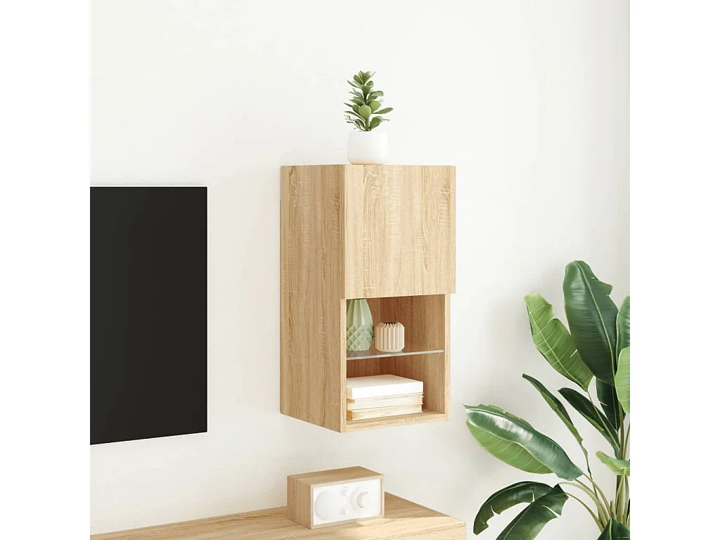 Meuble TV avec lumières LED chêne sonoma 30,5x30x60 cm