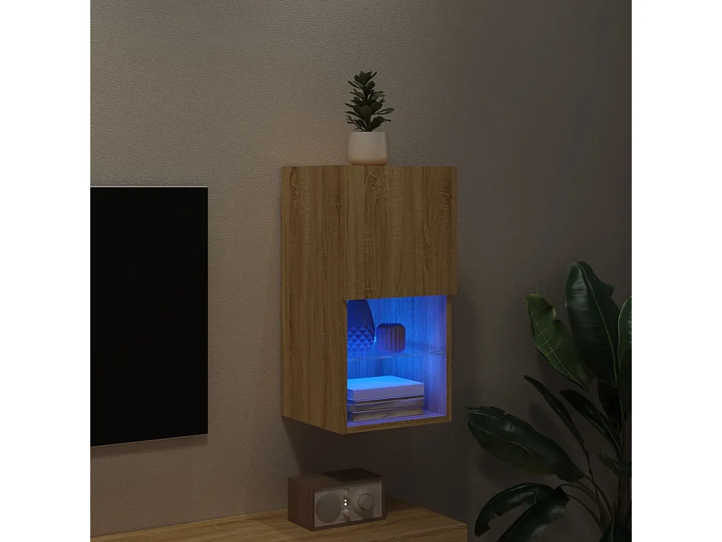 Meuble TV avec lumières LED chêne sonoma 30,5x30x60 cm