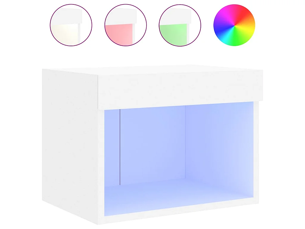 Table de chevet murale avec lumières LED blanc