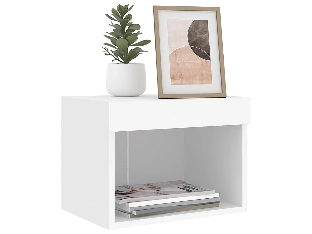 Table de chevet murale avec lumières LED blanc