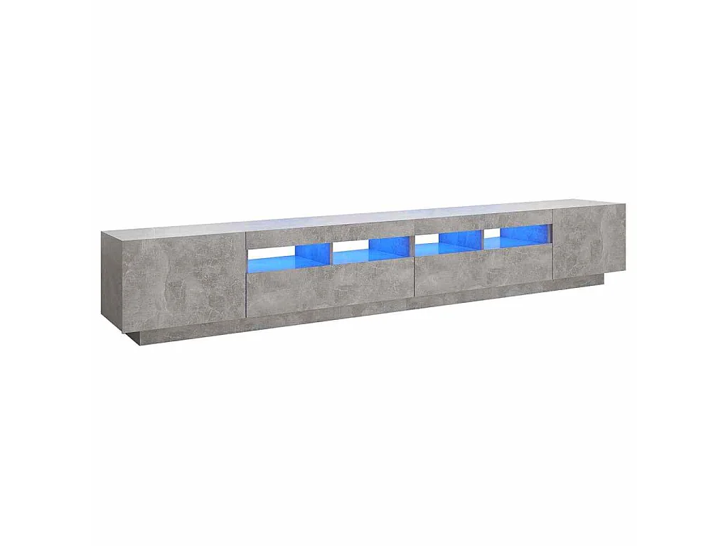 Móvel de TV com luzes LED 260x35x40 cm cinzento cimento