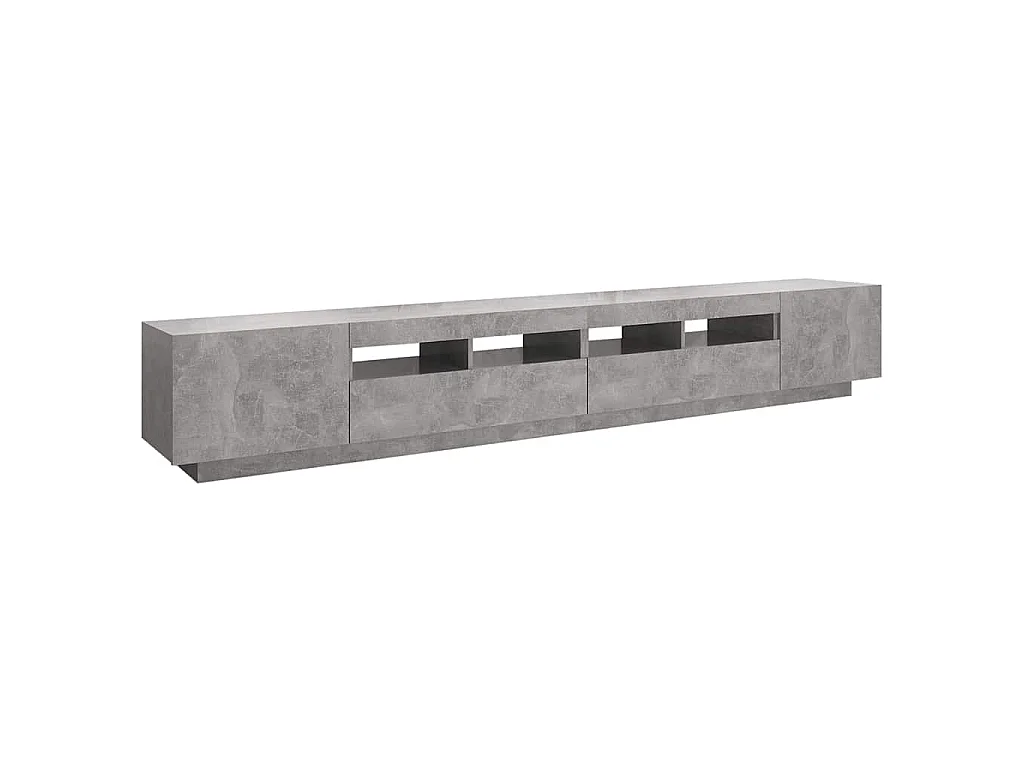 Móvel de TV com luzes LED 260x35x40 cm cinzento cimento