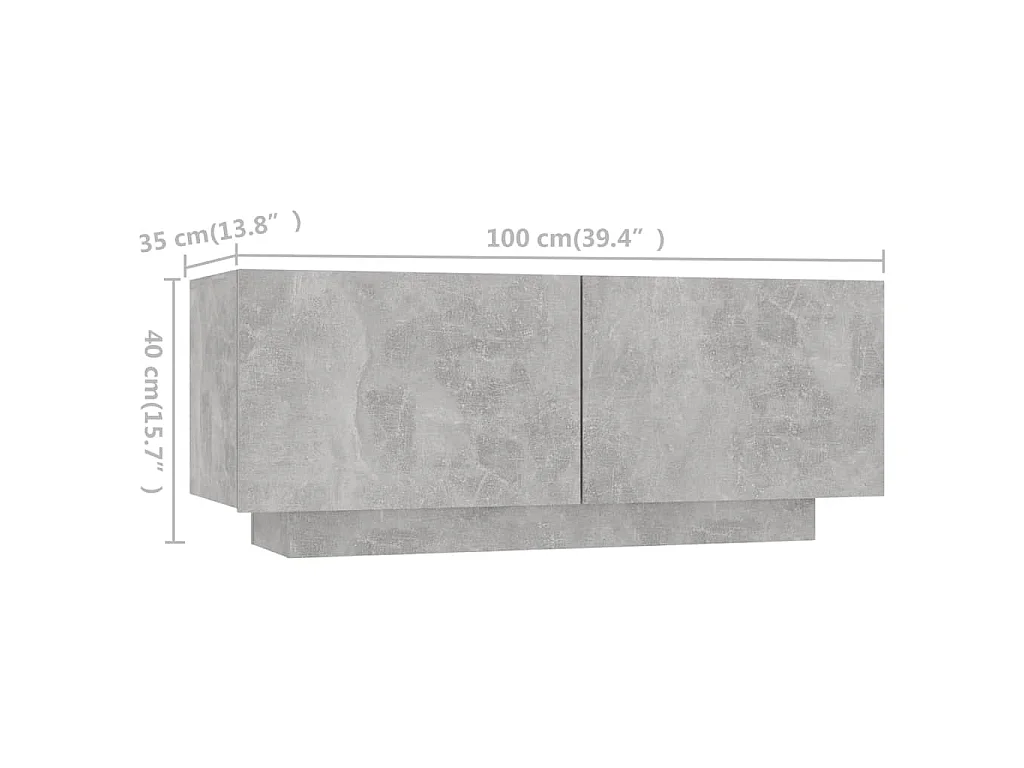 Móvel de TV com luzes LED 260x35x40 cm cinzento cimento