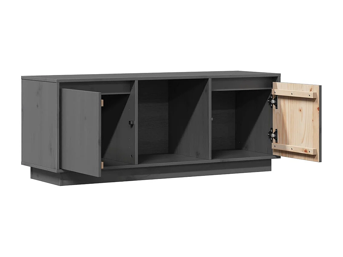 TV-Schrank Grau 110,5x35x44 cm Massivholz Kiefer