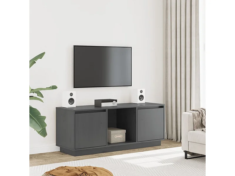 Tv-meubel 110,5x35x44 cm massief grenenhout grijs