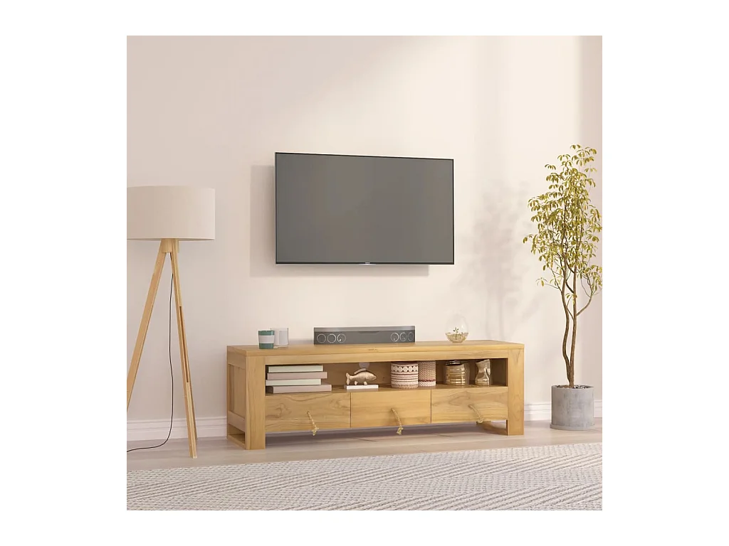 Mueble de TV madera maciza de teca 110x30x35 cm
