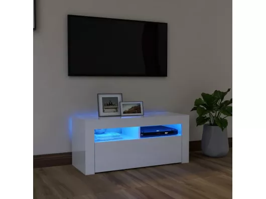 Kauf Unique TV-Schrank mit LED-Leuchten Hochglanz-Weiß 90x35x40 cm