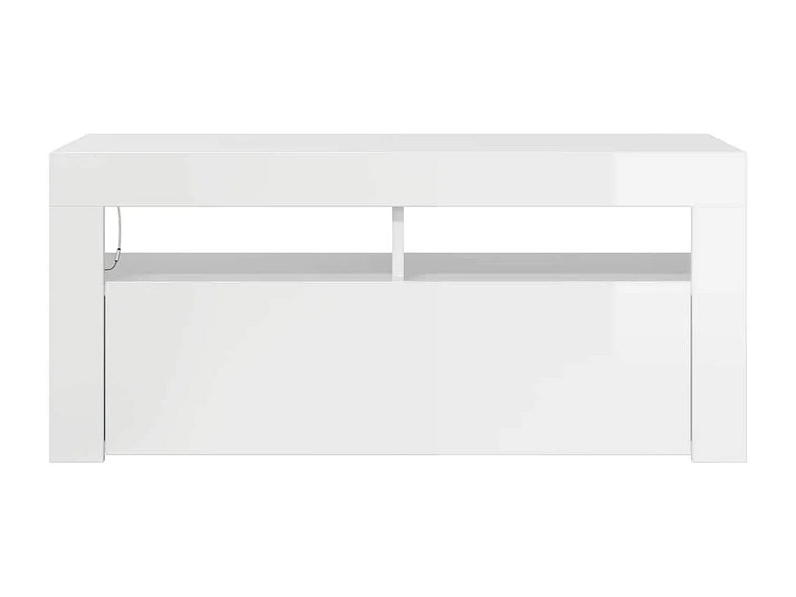 Meuble TV avec lumières LED blanc brillant 90x35x40 cm