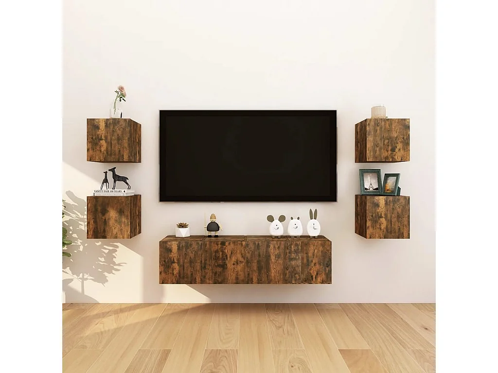 TV-Wandschränke 2 Stk. Räuchereiche 30,5x30x30 cm