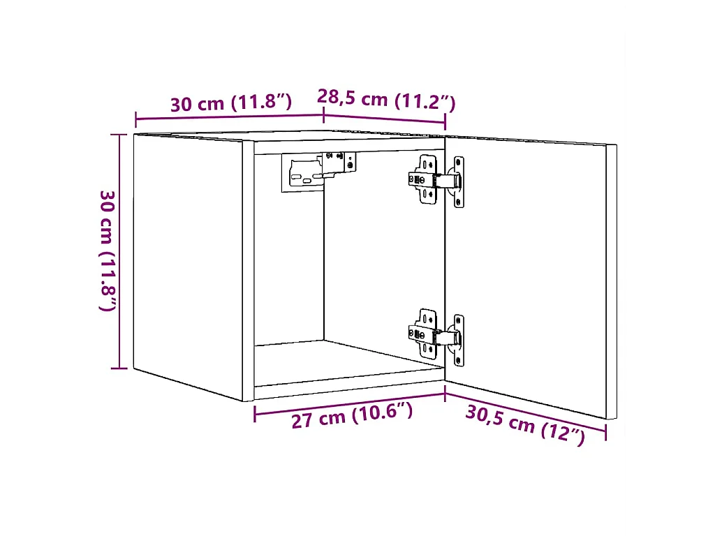 Muebles para TV de pared 2 uds roble ahumado 30,5x30x30 cm