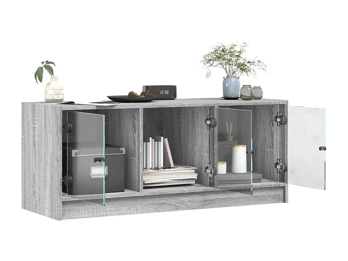 Meuble TV avec portes en verre sonoma gris 102x37x42 cm