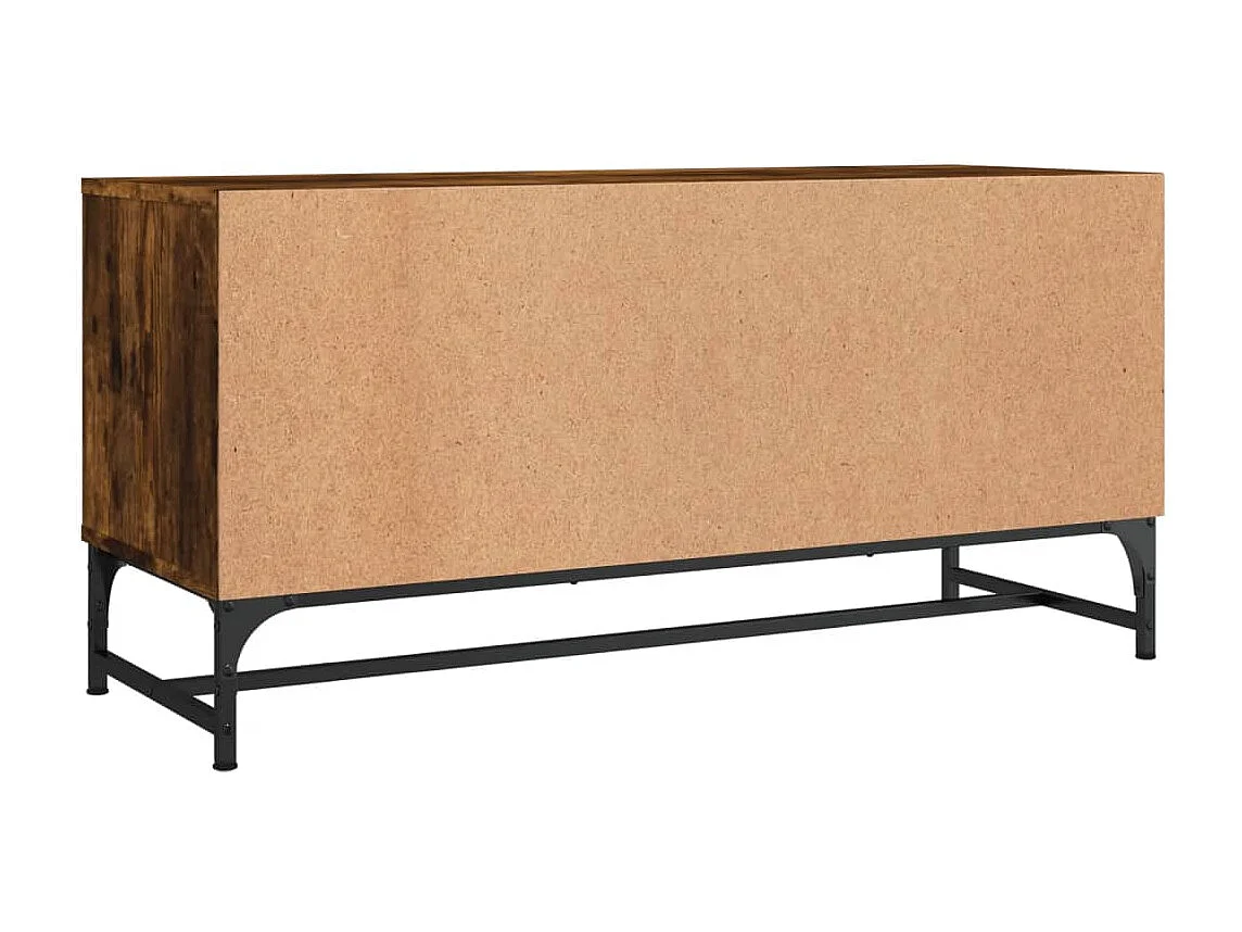 Meuble TV avec portes en verre chêne fumé 102x37x50 cm
