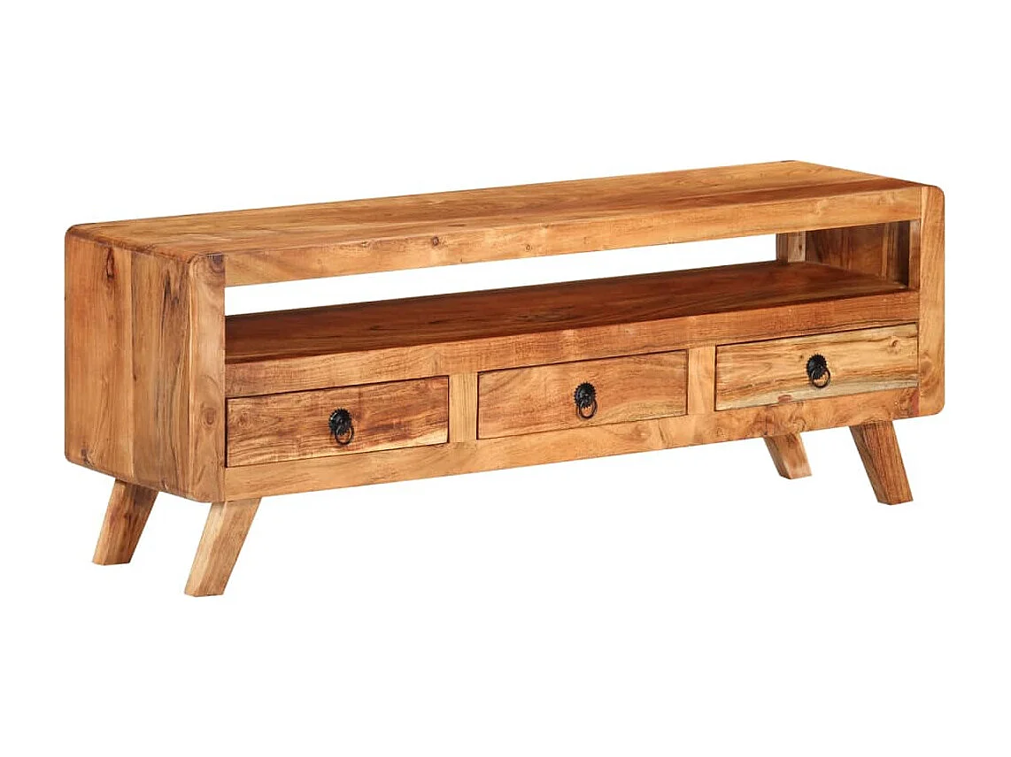 Mueble de TV de madera maciza de acacia 110x30x40 cm