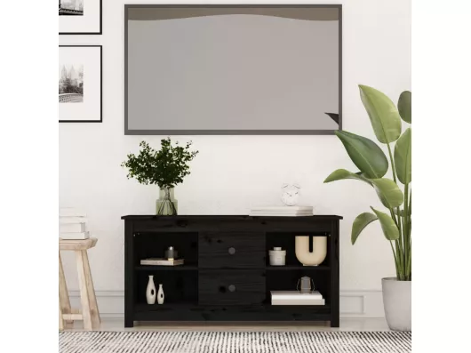 Kauf Unique TV-Schrank Schwarz 103x36,5x52 cm Massivholz Kiefer