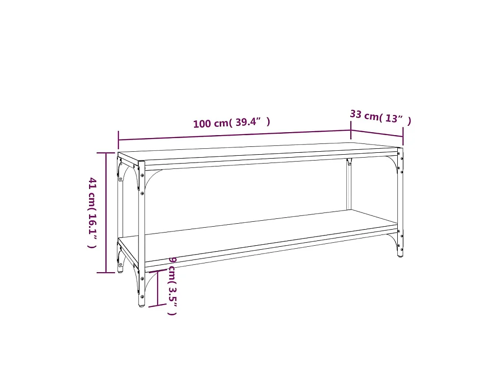 Meuble TV Sonoma gris 100x33x41 cm Bois d'ingénierie et acier