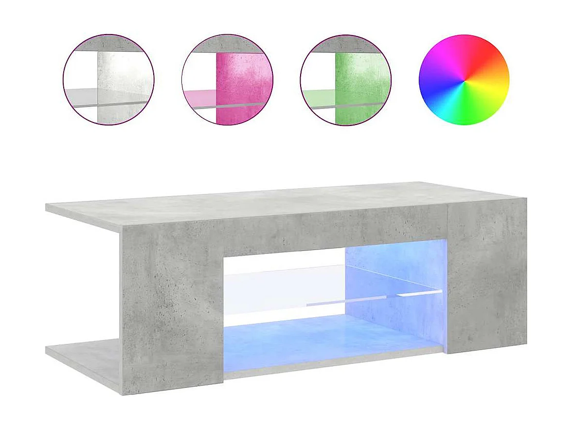 Meuble TV avec lumières LED gris béton 90x39x30 cm