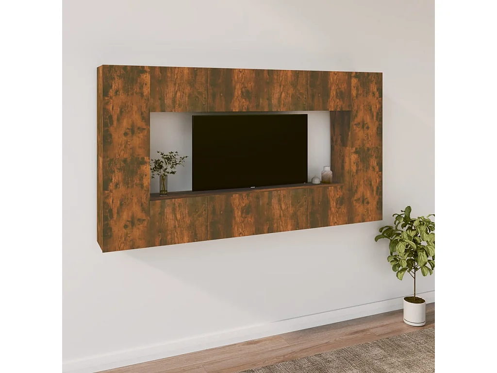 Ensemble de meubles TV 8 pcs Chêne fumé Bois d'ingénierie