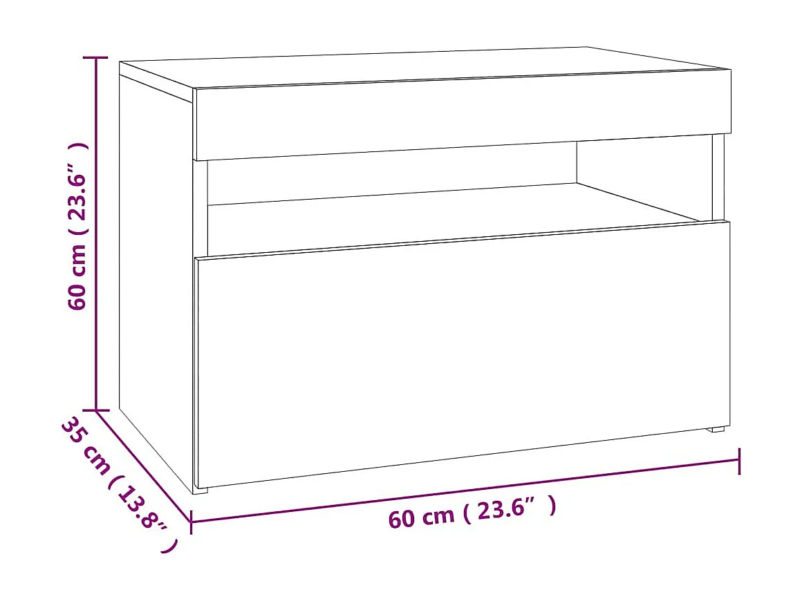 Meuble TV avec lumières LED gris béton 60x35x40 cm