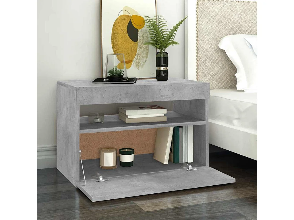 Meuble TV avec lumières LED gris béton 60x35x40 cm
