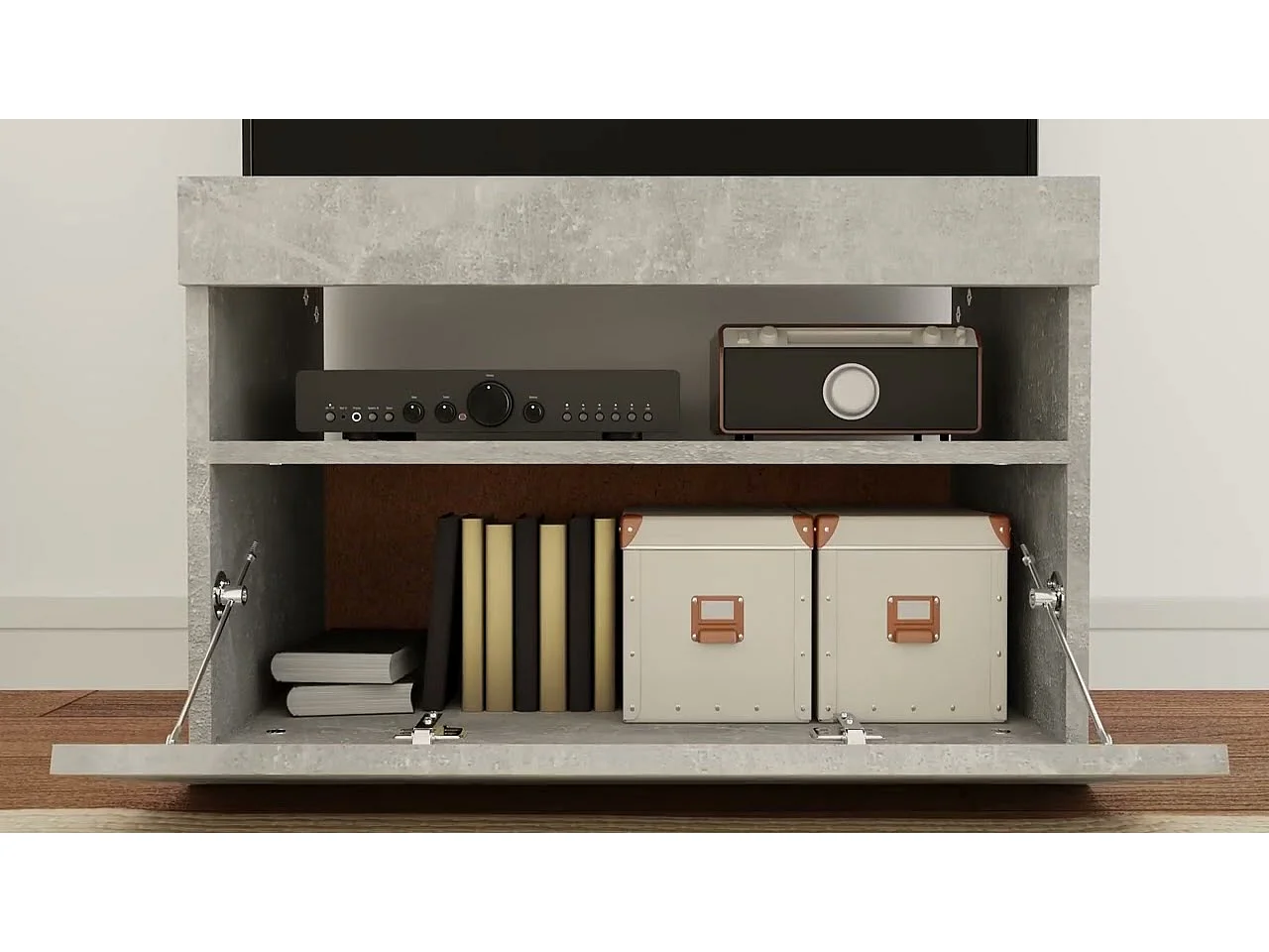 Meuble TV avec lumières LED gris béton 60x35x40 cm