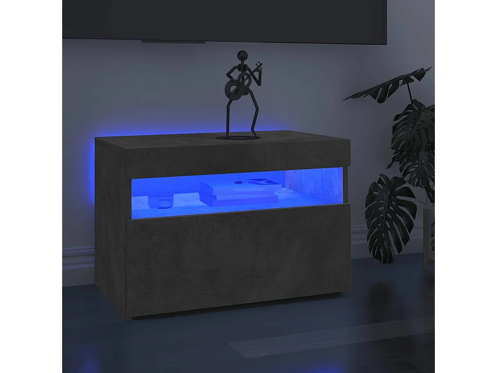 TV-Schrank mit LED-Leuchten Betongrau 60x35x40 cm