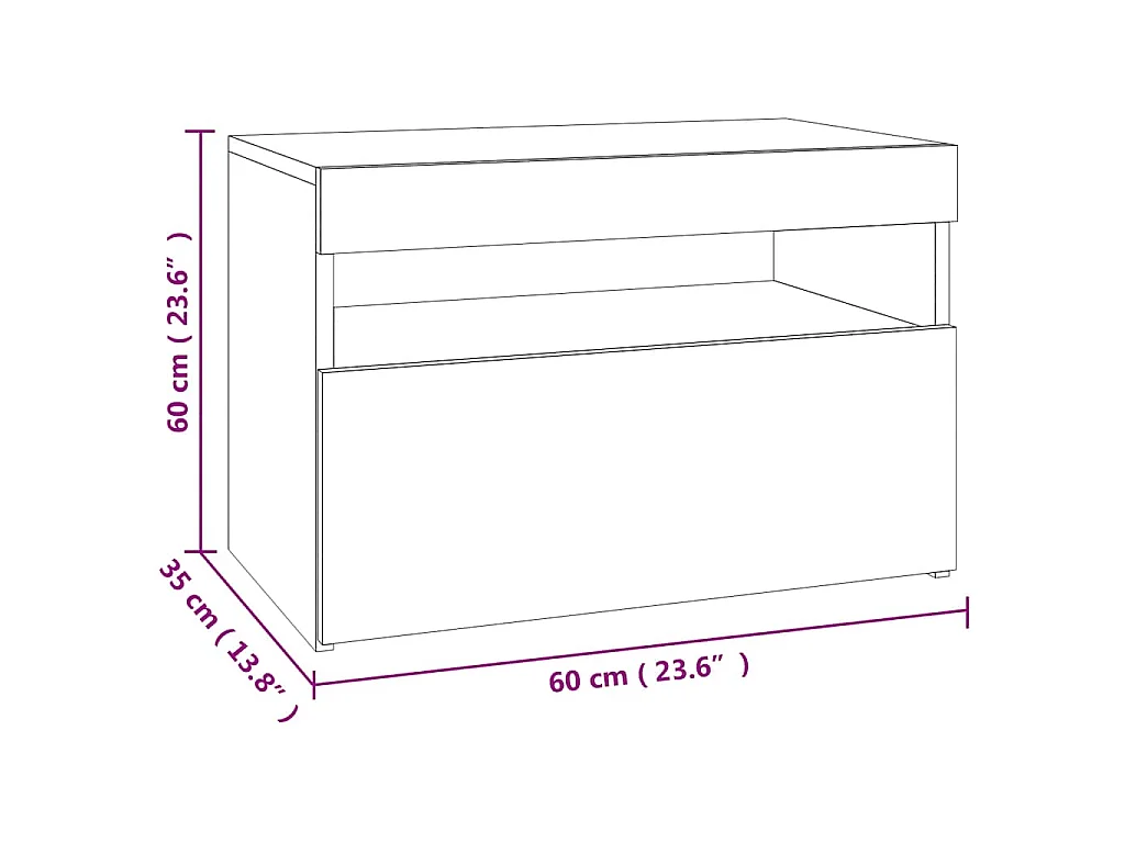 TV-Schrank mit LED-Leuchten Betongrau 60x35x40 cm