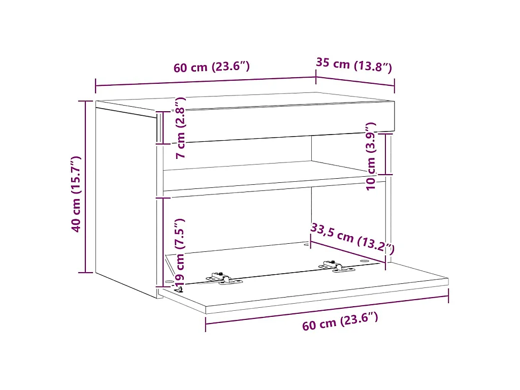 TV-Schrank mit LED-Leuchten Betongrau 60x35x40 cm