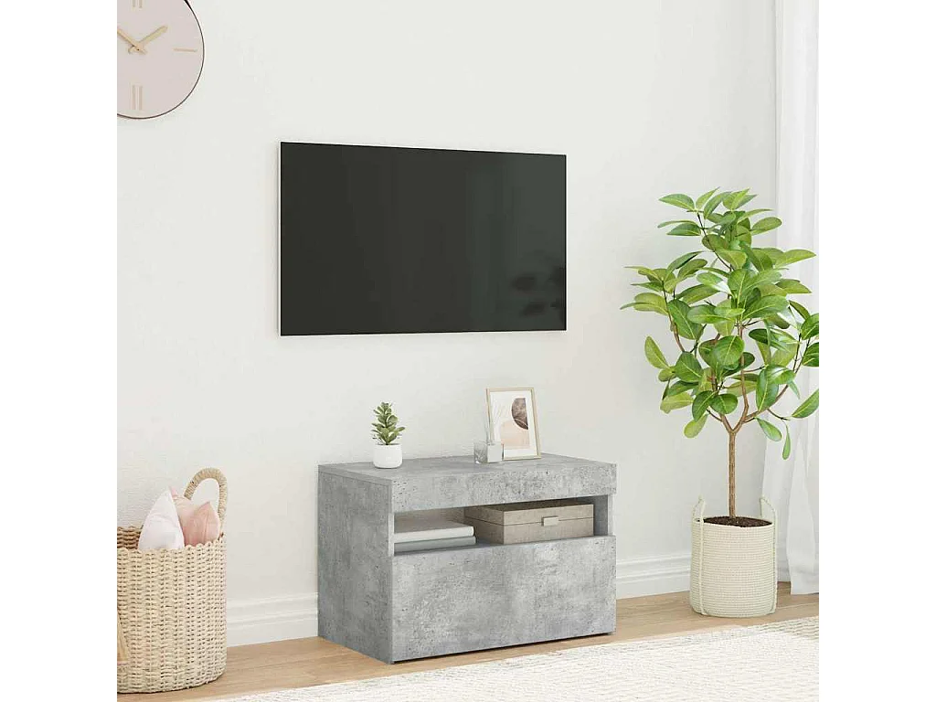 TV-Schrank mit LED-Leuchten Betongrau 60x35x40 cm