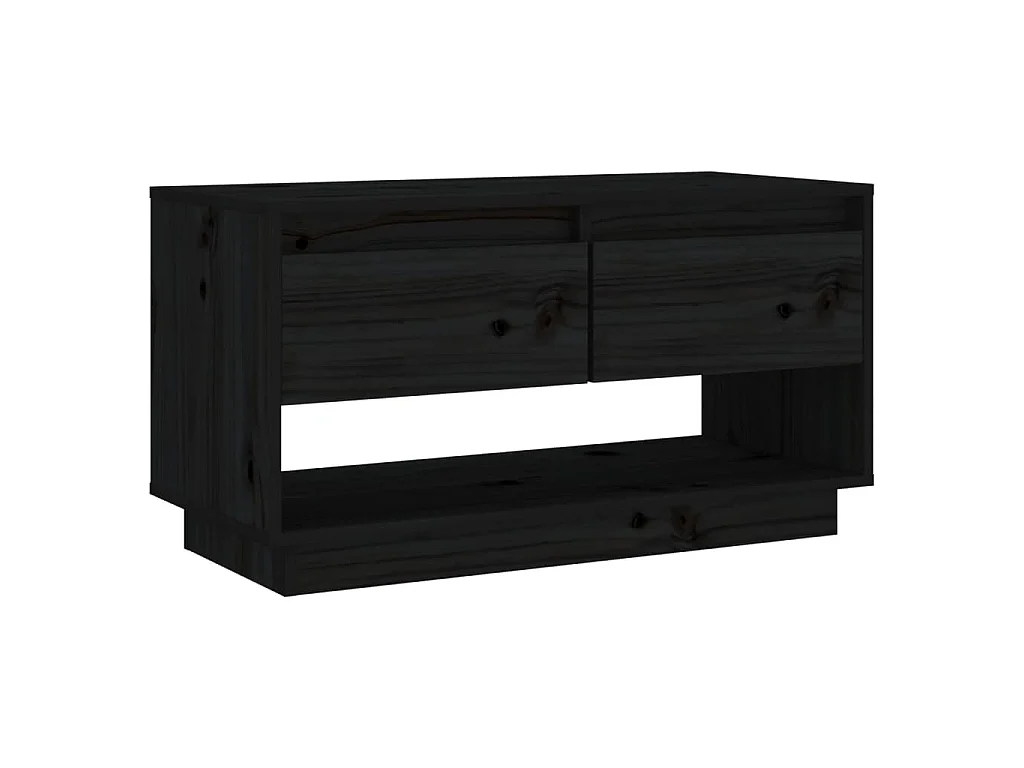 Meuble TV Noir 74x34x40 cm Bois de pin massif
