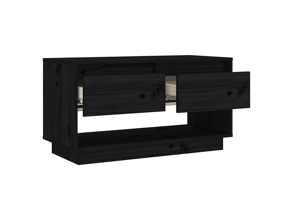 Meuble TV Noir 74x34x40 cm Bois de pin massif