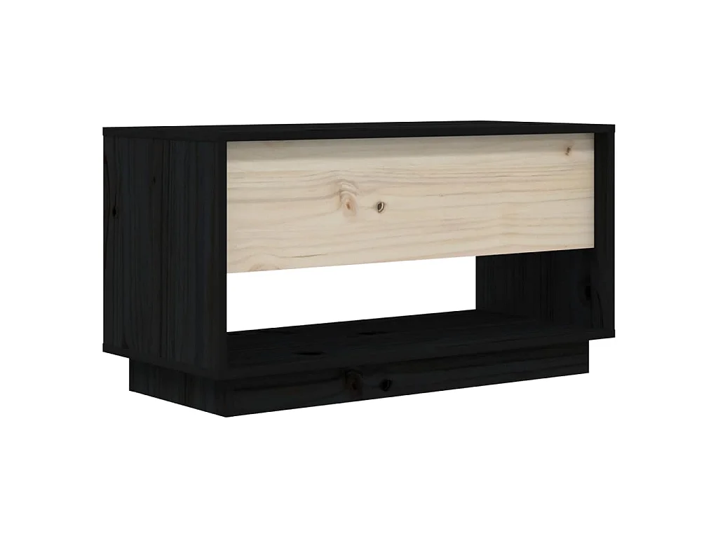 Meuble TV Noir 74x34x40 cm Bois de pin massif
